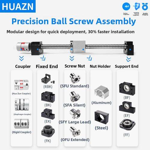 精密滚珠丝杆套装 丝杆副SFU1605研磨丝杠SFS1610 3205 2505 2005