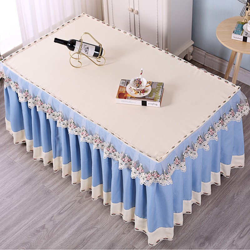 新款加厚茶几罩套长方形餐桌布桌裙布艺蕾丝客厅电视柜罩茶几桌布
