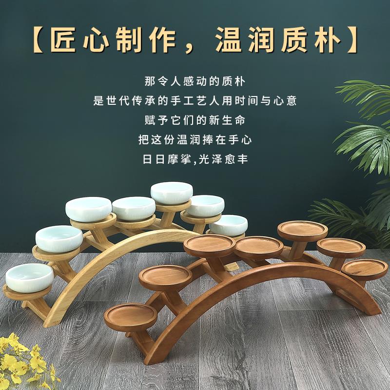 火锅创意餐具火锅盘中式火锅创意木质阶梯餐具创意盘火锅桥形摆盘