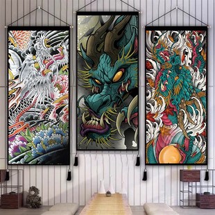 纹身店龙图装 饰画 饰挂画ins风挂毯日式 神龙挂布客厅背景布客厅装