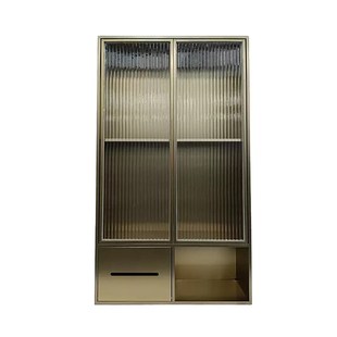 浴室置物架带玻璃门卫I生间遮挡金属隔板成品定 不锈钢壁龛嵌入式
