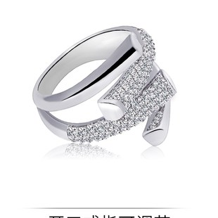 高级感时尚 首饰开口可调节戒指女 e交叉食指环个性 网红冷淡风韩版