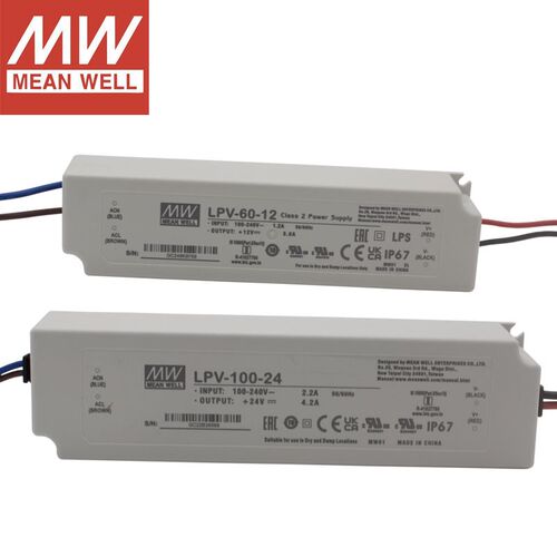 原装台湾明纬LPV-35-24V12V 60/100/150W开关电源防水LED驱动IP67