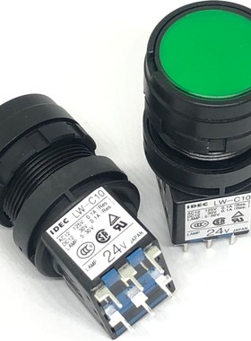 IDEC原装和泉LW-C10绿色带灯LW1L-按钮开关焊接脚M1C14VG VR 24V