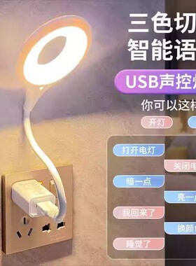 声控灯感应灯led智能语音控制小夜灯床头灯卧室睡眠灯氛围灯台灯