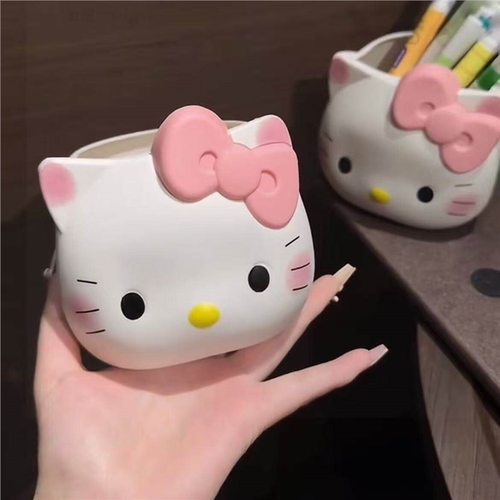 Kt猫卡通可爱笔筒学生文具梳妆台桌面化妆收纳筒笔筒收纳筒