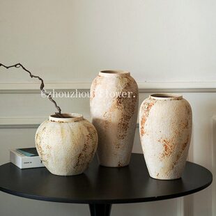 花瓶摆件客厅插花陶瓷轻奢高级感陶罐侘寂风禅意复古中式高粗陶大