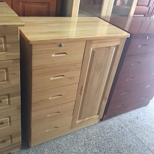 松木五斗储物柜实木床边柜实木衣柜松木斗柜五斗柜四斗一门衣柜