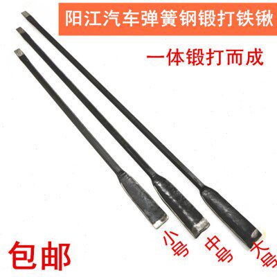 连柄两用铁锹铁锨手工锻打镐头洋镐长扁凿挖掘工具挖桩撬杠撬棍棒