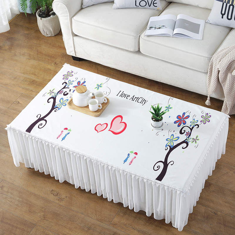 茶几桌布蕾丝长方形客厅家用防尘垫电视柜帘台布艺茶几布罩定制