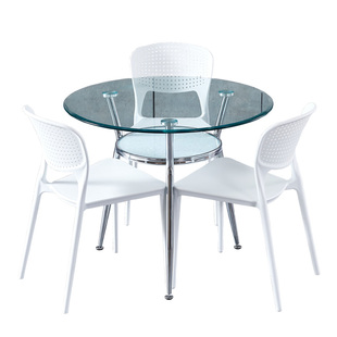 钢化玻璃圆桌休闲接待洽谈桌椅卧室办公室会客桌阳台圆桌