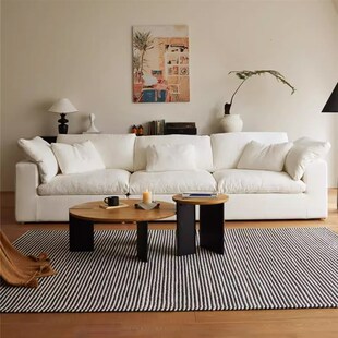 新款布艺o云沙发原现代客厅亚麻棉布羽绒云朵沙发