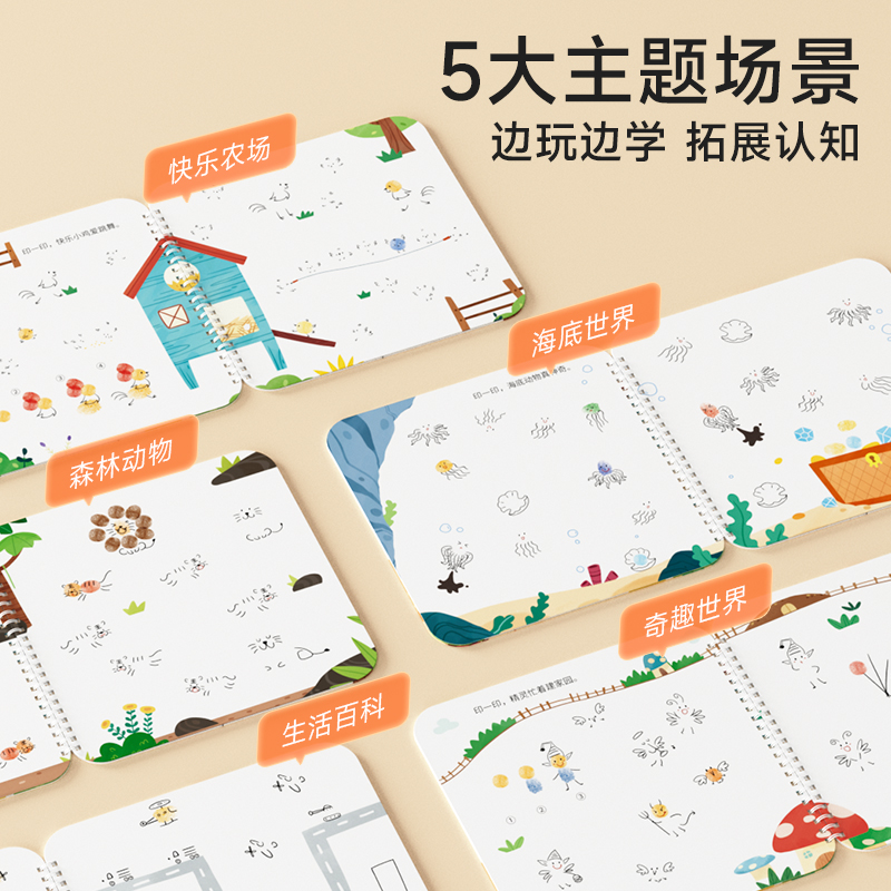 时光学便携趣味手指画手指印泥颜料儿童无毒可水洗戳戳画拇指点画