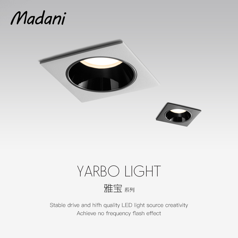 客厅嵌入式led射灯30k高显指单双头走廊照画无主灯方形筒灯防眩