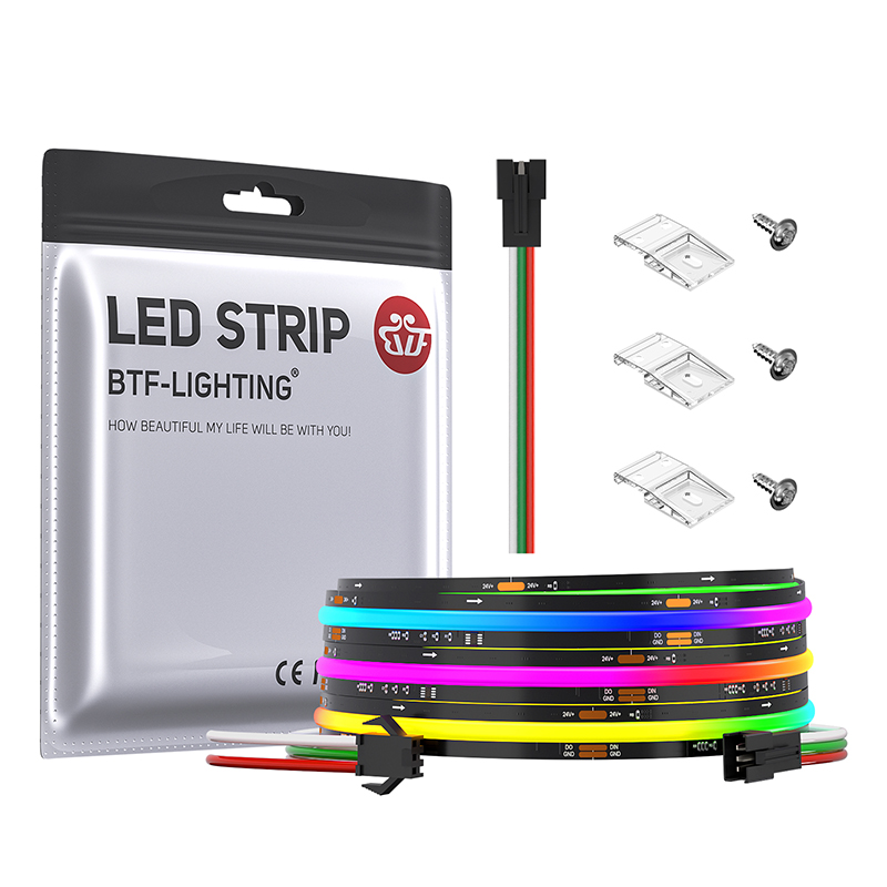 FCOB幻彩LED灯条W211IC全彩可程序设计跑马追逐RGB匀光灯带