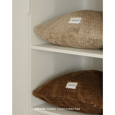 造卧zwow秋季新款IN美拉德棕色系仿獭兔毛抱枕腰枕客厅卧室靠垫