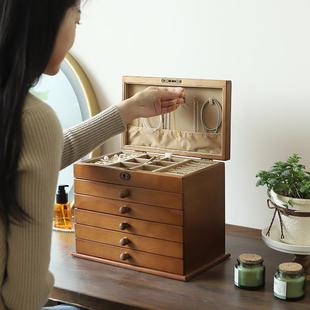 高档精致木质复古国风珠宝盒饰品新中式 实木首饰盒收纳盒2024新款