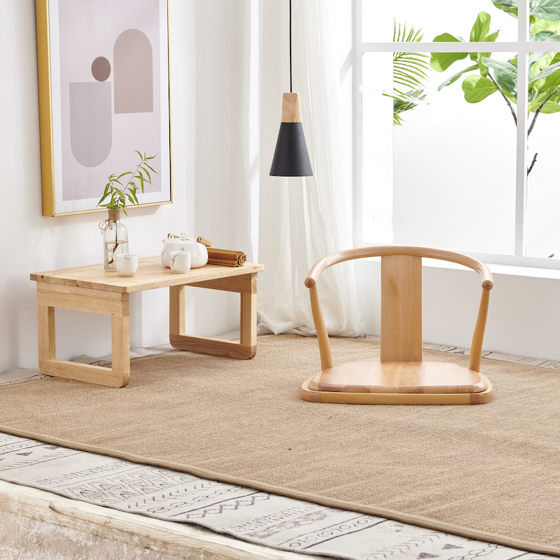 榻榻米座椅无腿椅日式和室椅无脚靠背椅实木弯曲椅阳台踏踏米凳子