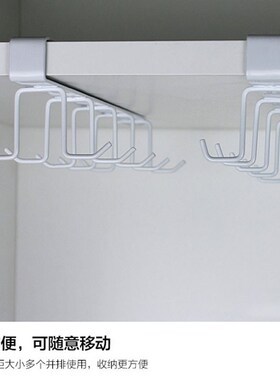 日式金属双排十钩挂架免打白色孔橱柜隔板挂架无痕衣柜钩子hanger