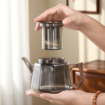 2025新款玻璃茶壶家用耐高温茶水分离泡茶烧水壶黑晶炉围炉煮茶器