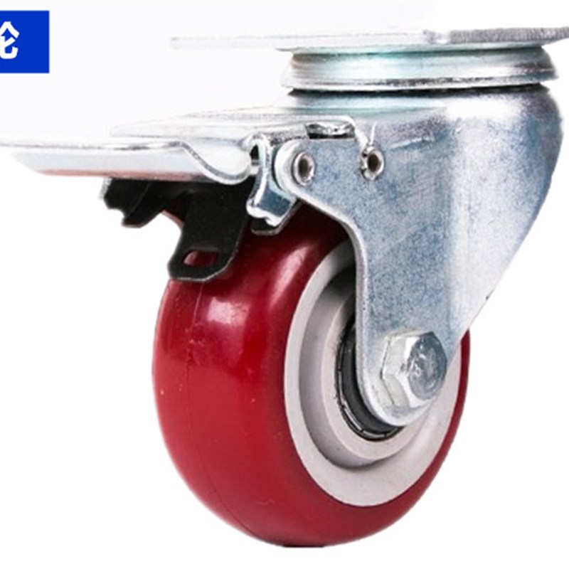 3寸脚轮聚氨酯4寸带刹车万向轮5寸静音重型平板车手推车拖车轮子