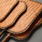 煮茶扇子竹编风炉扇凉炉扇手工天然云布料传统复古茶具