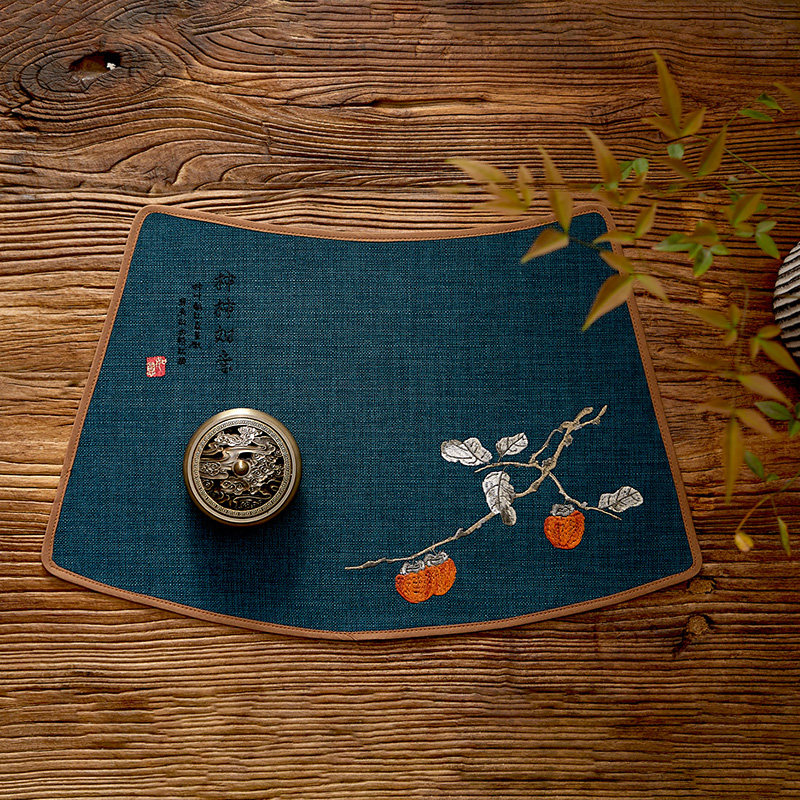 中式扇形棉麻刺绣餐垫布艺圆桌防烫隔热垫碗垫餐布垫茶垫杯垫,居家布艺,餐垫,淘宝优惠券,粉丝福利购,淘宝优惠卷