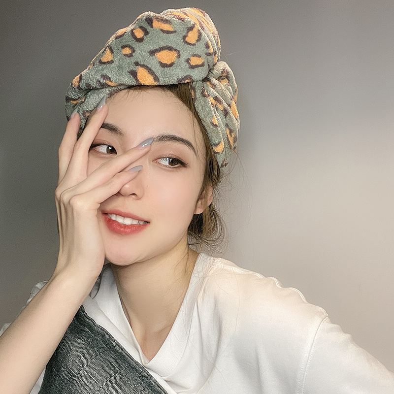 豹纹干发帽22新款李佳琪御用模特推荐超强吸水速干发巾洗头浴帽