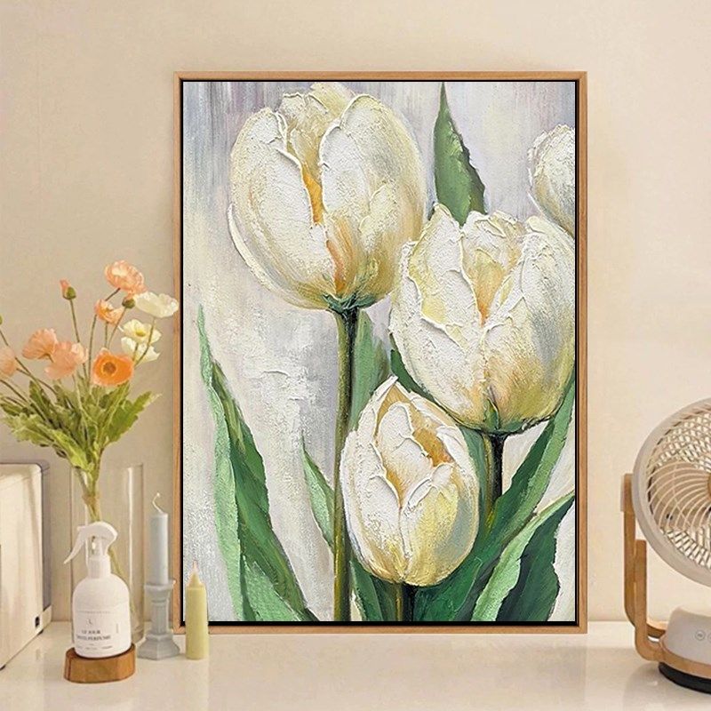 手工郁金香立体肌理画数字油画di填色石英砂治愈卉客厅装饰画,家居饰品,DIY/数字油画,淘宝优惠券,粉丝福利购,淘宝优惠卷