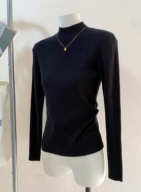 抗起球半高领针织打底衫女2025秋冬季毛衣立领正肩内搭高级感上衣