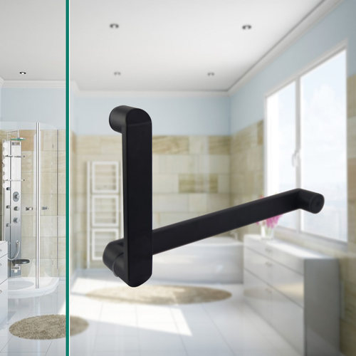 浴室淋浴房玻璃门拉手黑色烤漆方管L型推拉门拉手把手卫生间把手