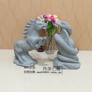 石雕生肖鼠牛虎兔龙蛇马羊猴鸡狗猪石头十二生肖工艺品摆设