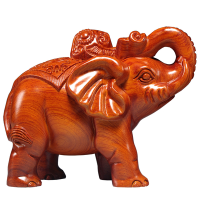 梨木雕大象一对木象家居办公室玄关装饰工艺品业新居送礼