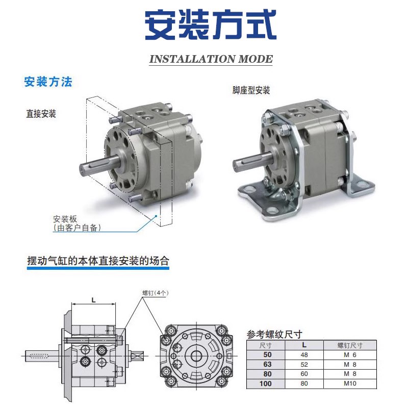 MC叶片式旋转气缸WCW92摆动