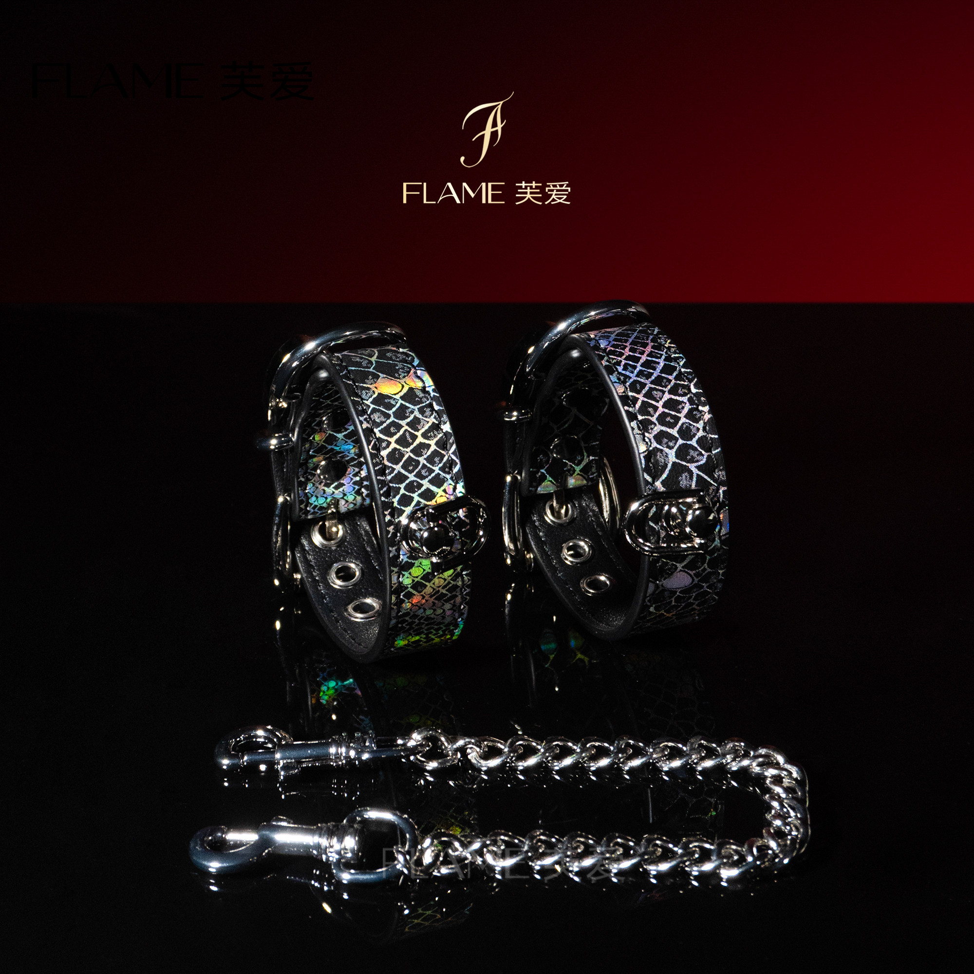 Puppy*蛇皮纹手环女手链手饰亚文化情侣皮革剧本cos粉色手铐道具