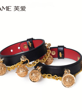 真皮手环宫铃轻奢铃铛饰品cosplay手环脚环链条道具情侣定制刻字