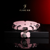 感 真皮项圈男女m骨头牌铃铛牵引颈带K9脖圈定制刻字禁欲小众仪式