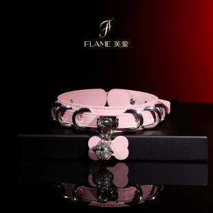 真皮项圈男女m骨头牌铃铛牵引颈带K9脖圈定制刻字禁欲小众仪式感