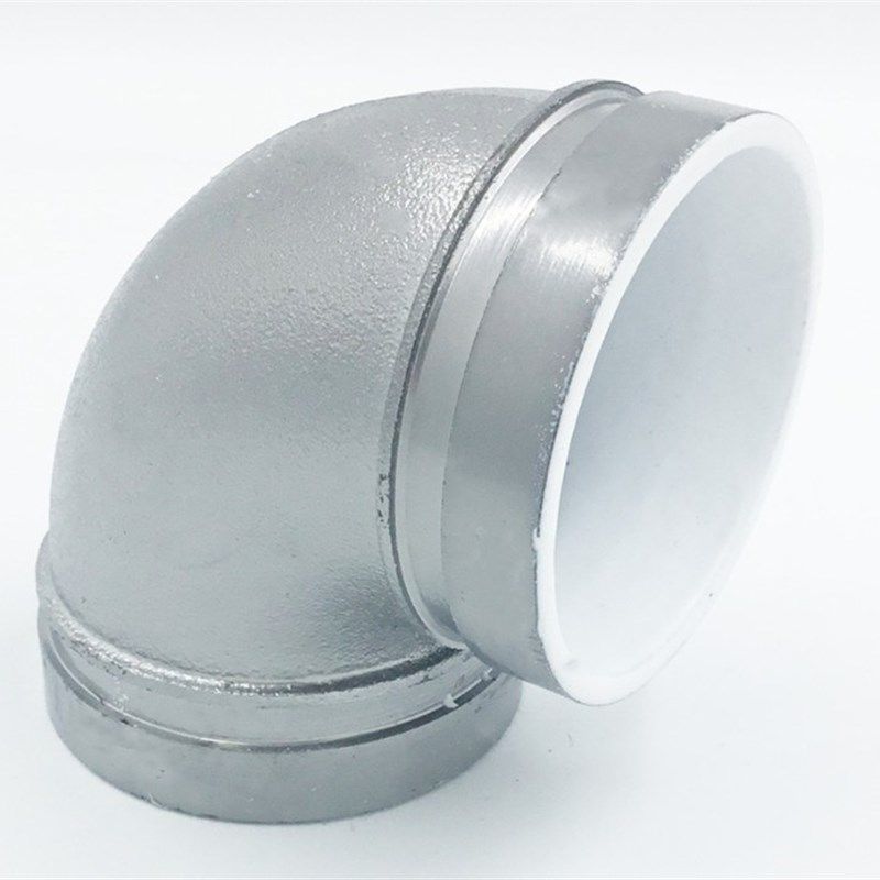 新品沟槽衬塑银色正弯头给水管件饮用水管90度弯头排水管卡箍弯头