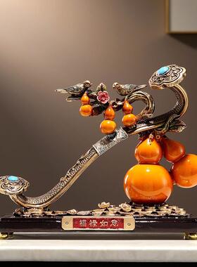 五福招财葫芦摆件福禄如意中式客厅玄关电视柜装饰品乔迁新居礼物