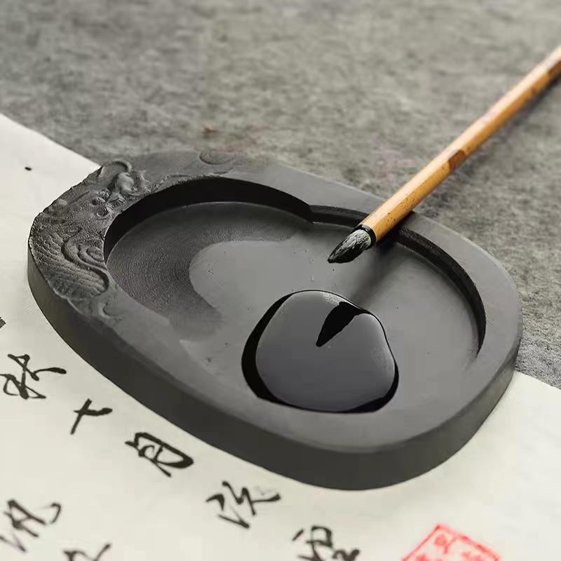 5寸6寸原石中国名砚砚台墨盒墨池练字毛笔可磨墨书法专用砚台歙砚