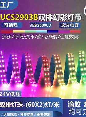 24V120灯双排全彩灯带ucs2903/TM1903/WS2811幻彩跑马流水灯条