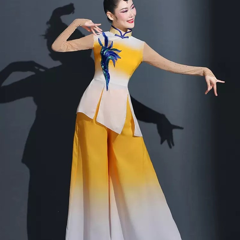 黄河水从我家门前过广场舞扇子舞2023新款女士秧歌服古典舞演出服