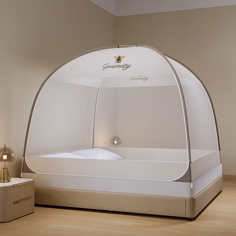 2025新款免安装蒙古包型蚊帐遮光顶全底家庭卧室家用1米5x2单人床