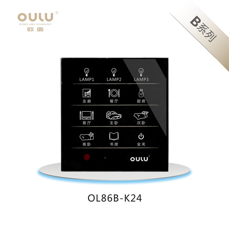 欧璐智能开关 触摸开关 智能墙壁开关 86型OL86A-KA升级K24多控开