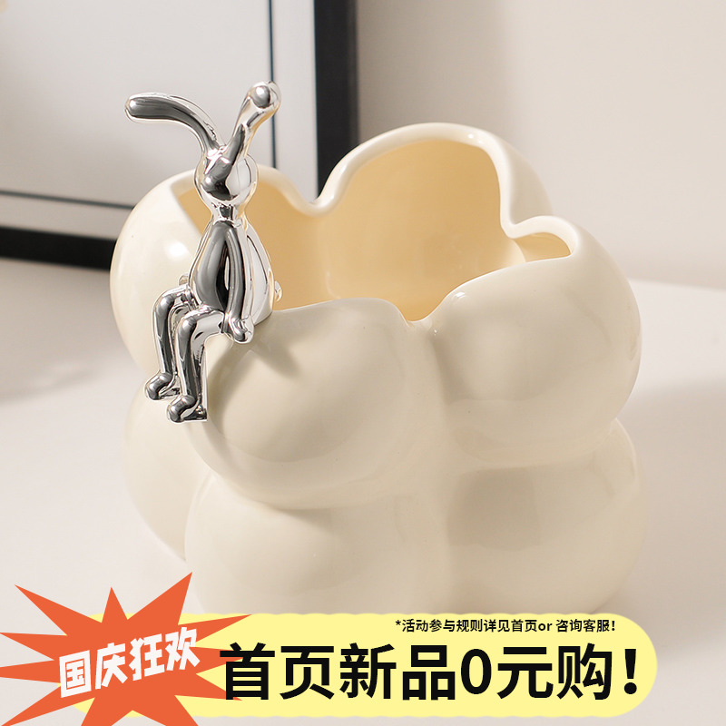 端笔筒轻奢级感收纳盒档公室桌面装饰品家居玄关摆件创意实用的小