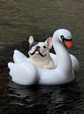 陶瓷小众天鹅法斗摆件卡通创意手工桌面可爱治愈家居陶艺装饰客厅