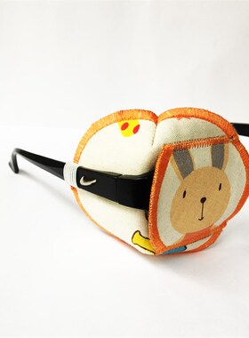 橙色兔子弱视眼罩单眼矫正儿童全遮盖遮眼 手工纯棉轻薄立体卡通