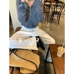 大小姐77 重磅结构感row风极简小众秋冬好搭牛仔白色阔腿裤神裤