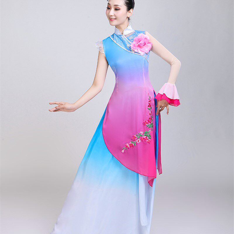 桃李杯美落子舞蹈演出服古典民族舞民间舞扇子舞女子群舞表演服装